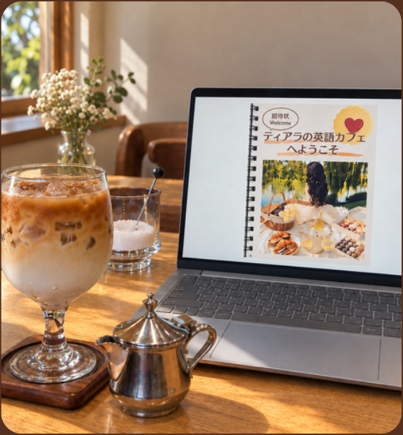 カフェのテーブルに置かれた飲み物とノートパソコン